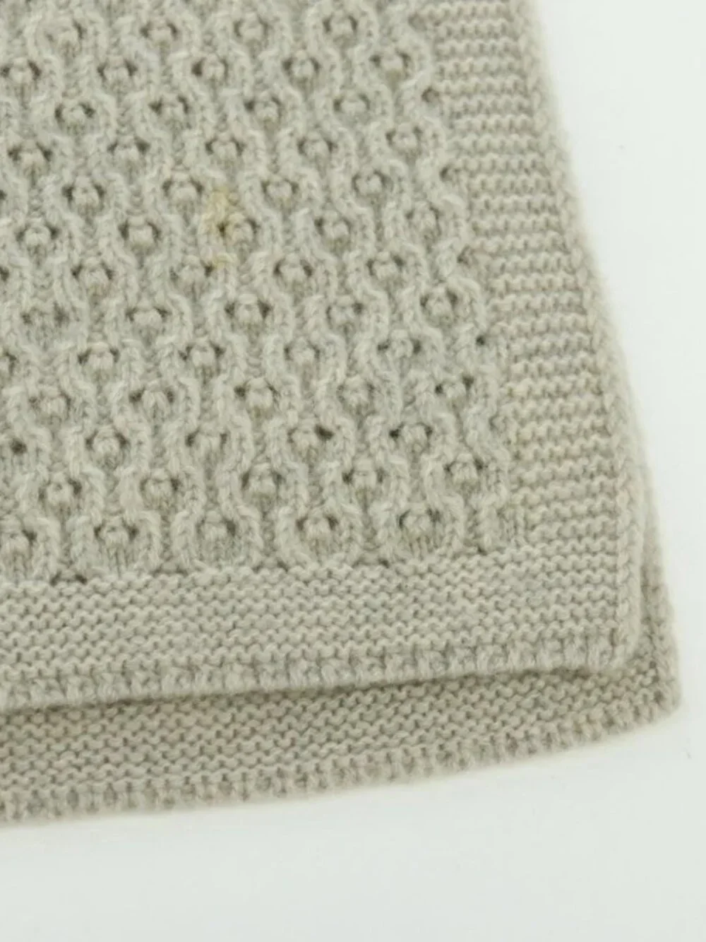 CHANEL COCO Mark Scarf Cashmere Beige Silver CC Auth BA11371V